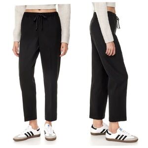Aritzia Babaton Jimmy Pants Tie Front Black Elastic Waist Pull On Cropped Small